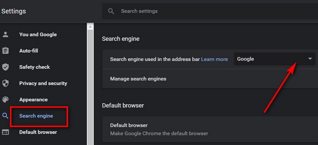 how do you manage search engines in chrome for mac?